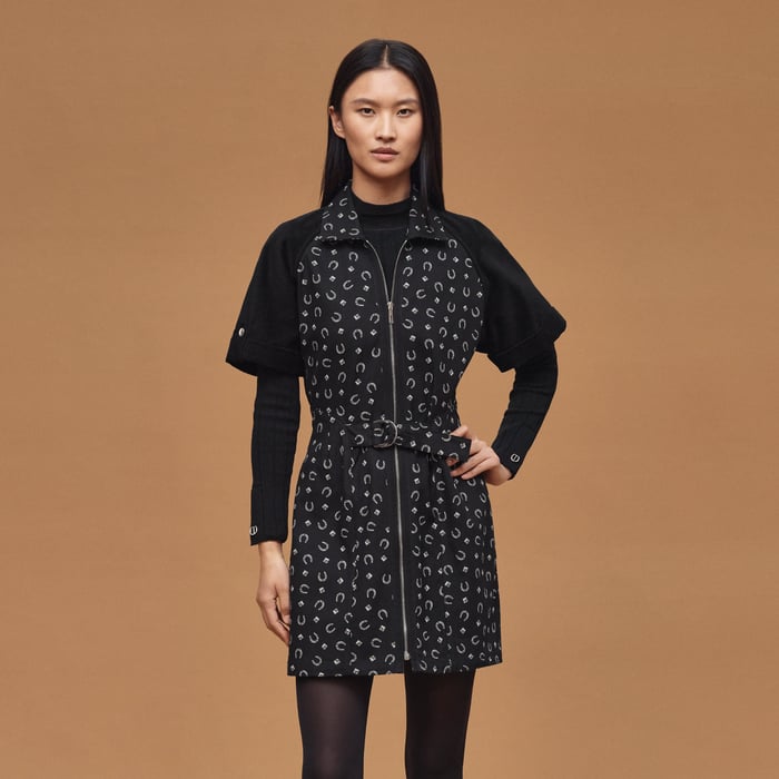 Noir "Porte-bonheur Bandana" Mixed Materials Dress