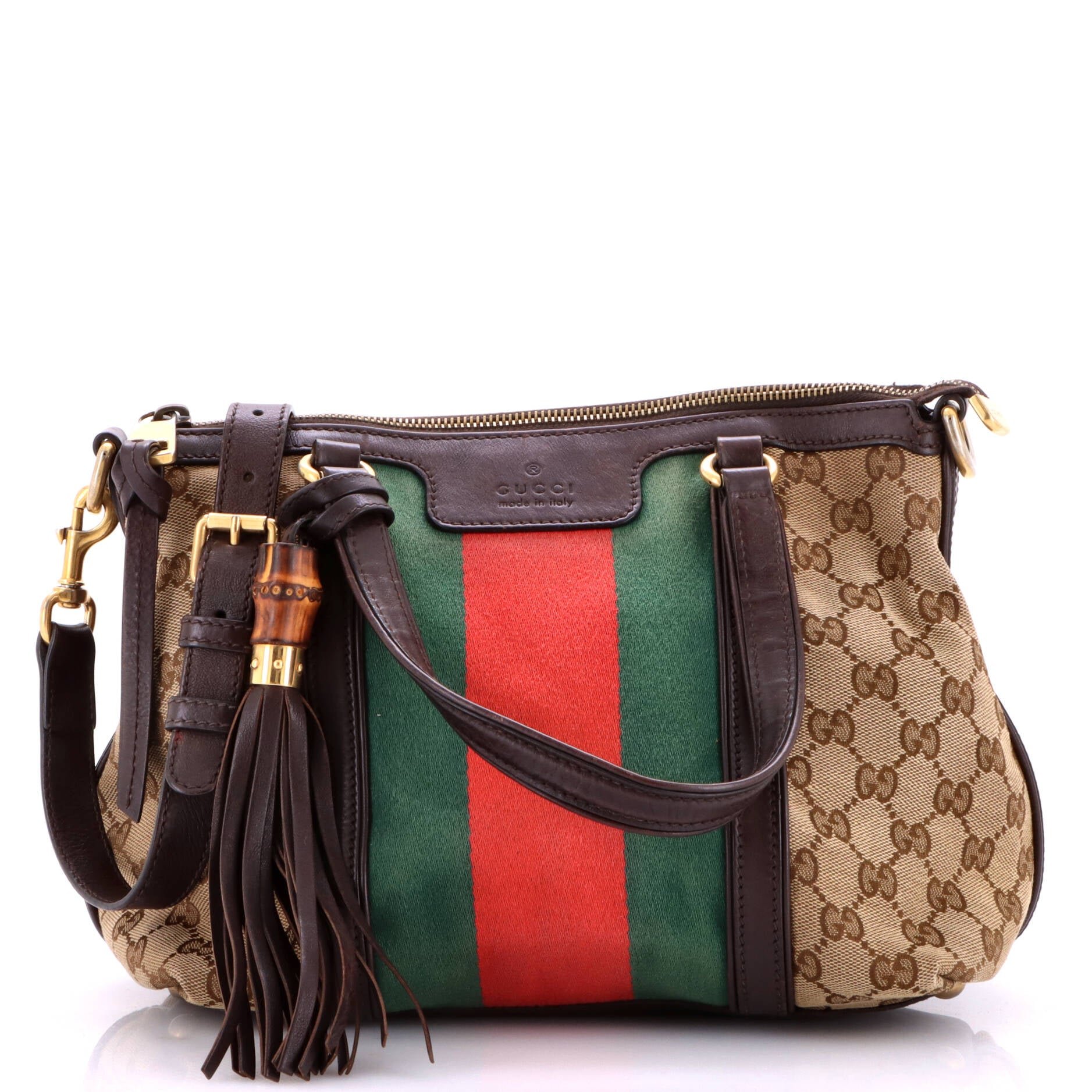 Rania Convertible Top Handle Bag Web GG Canvas Small
