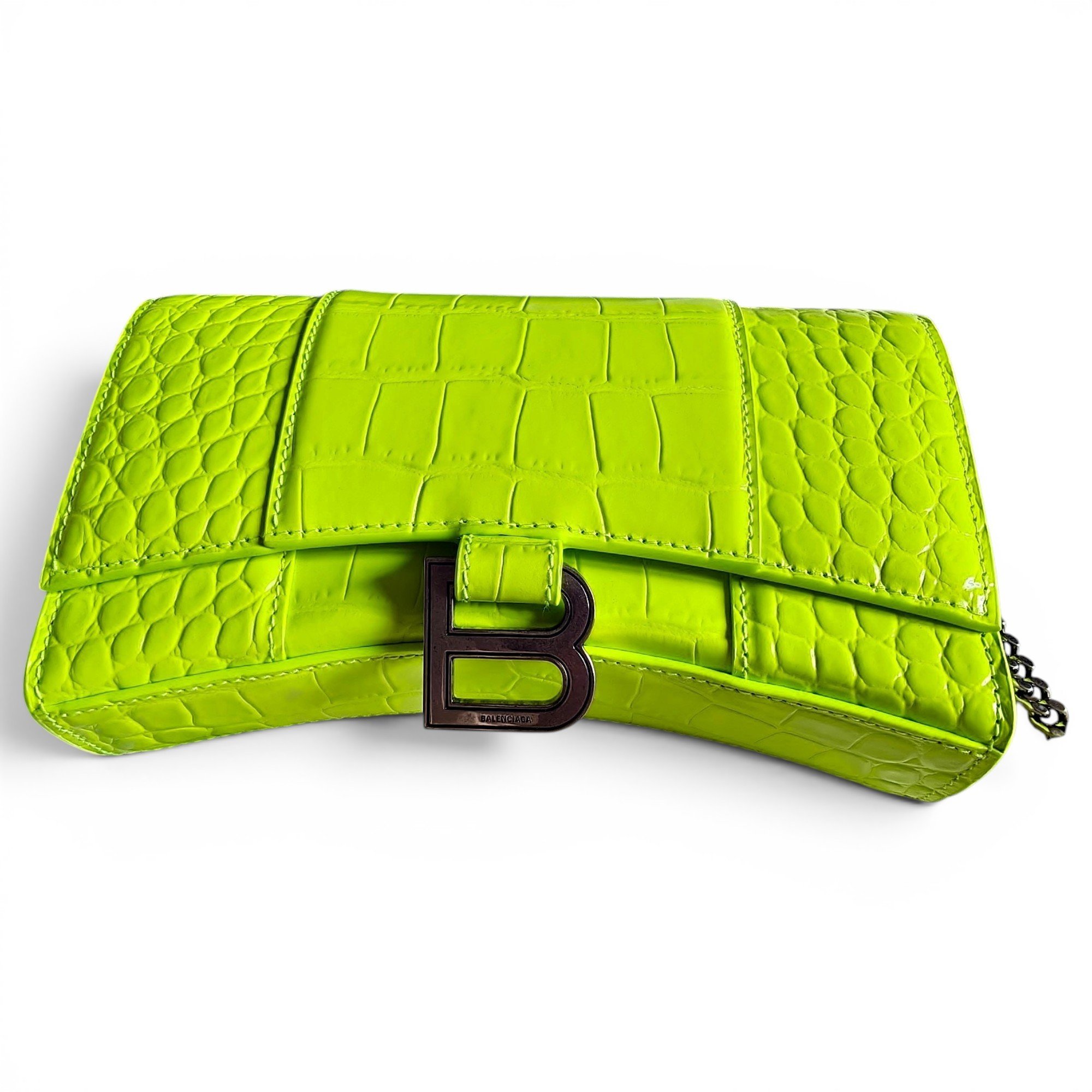 Hourglass leather handbag