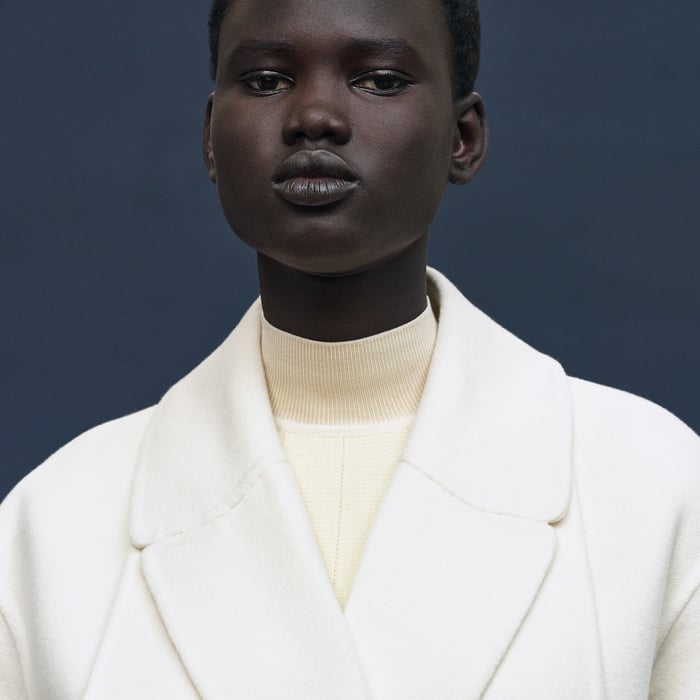 Blanc Naturel Long Modular Cashmere Coat