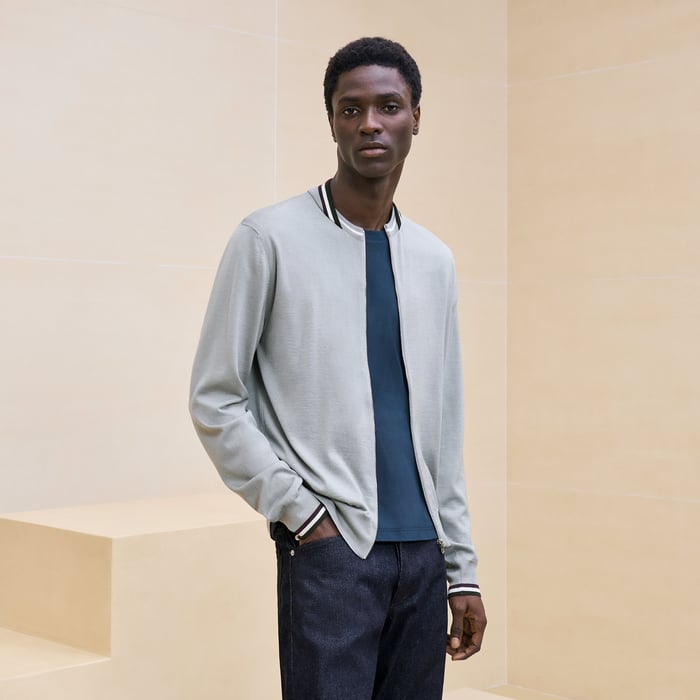 "Rayures & twist" zipped jacket