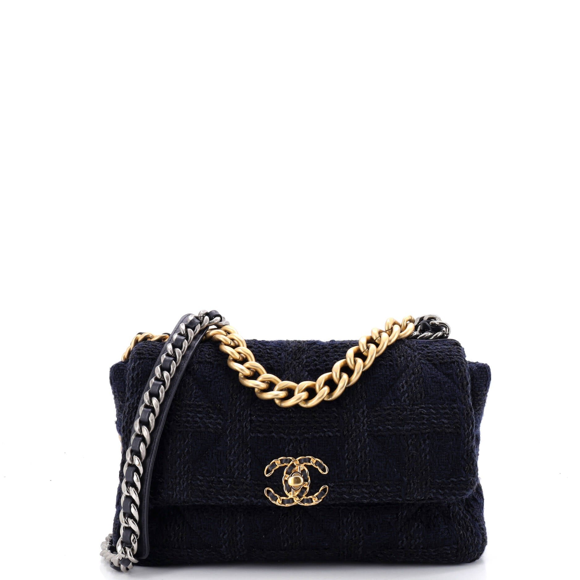 19 Flap Bag Quilted Tweed Large