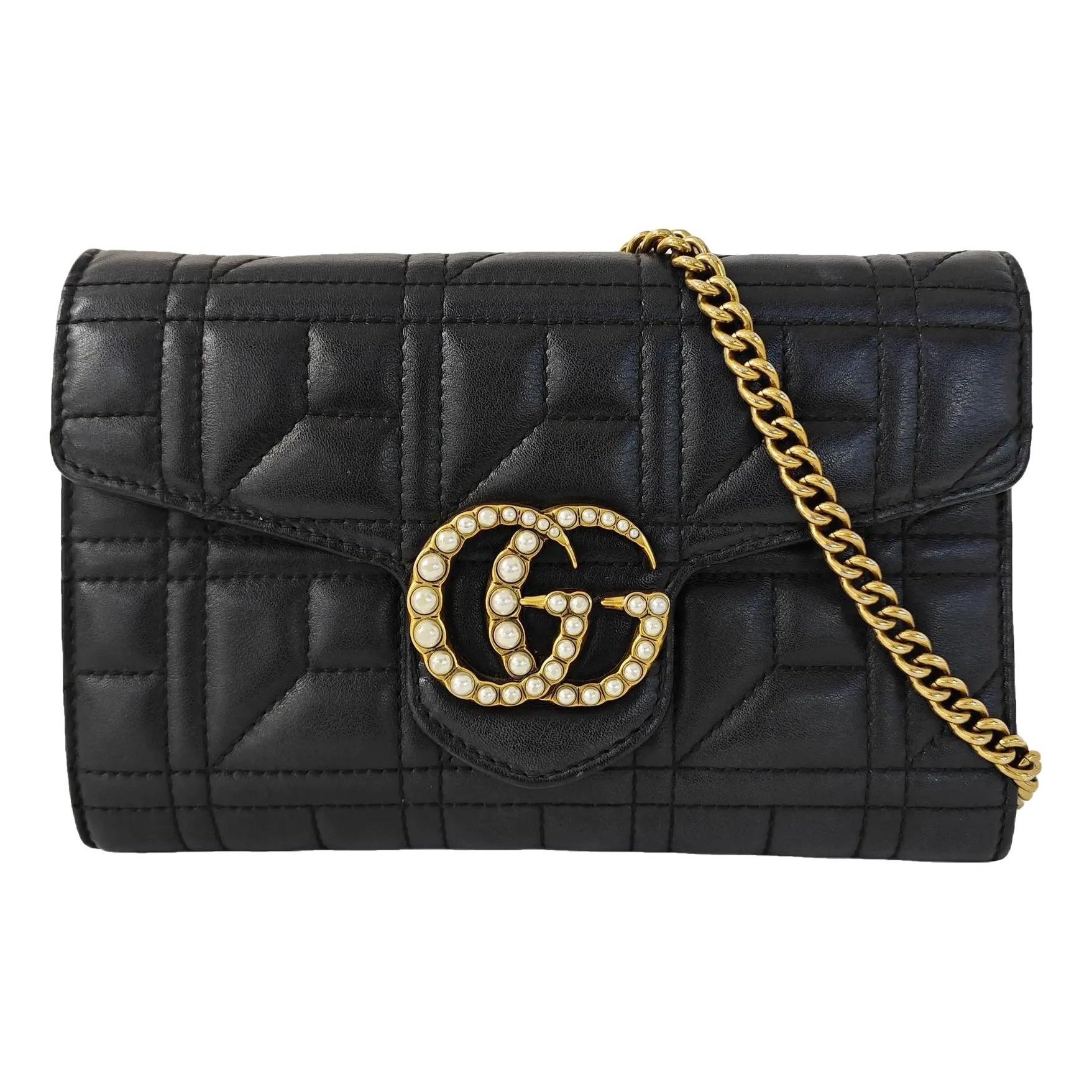 Pearly GG Marmont Chain Wallet leather handbag