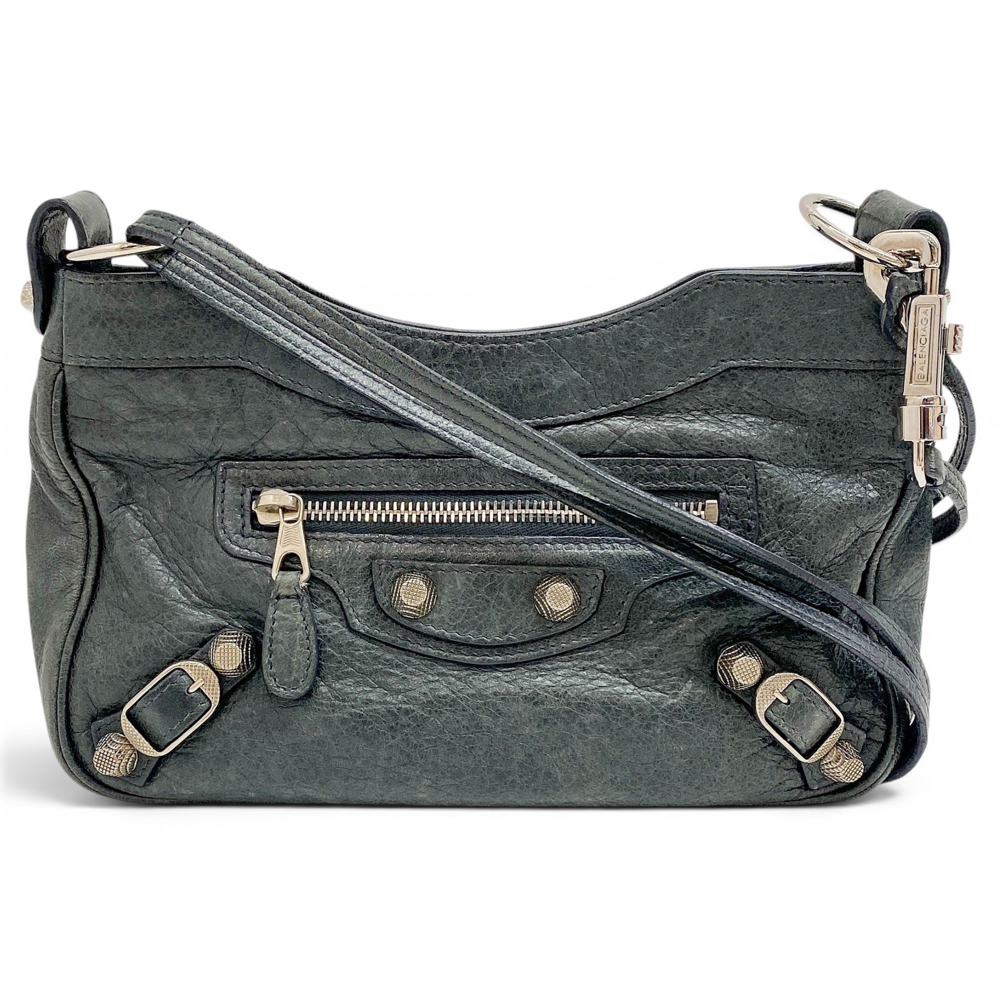 Hip leather handbag