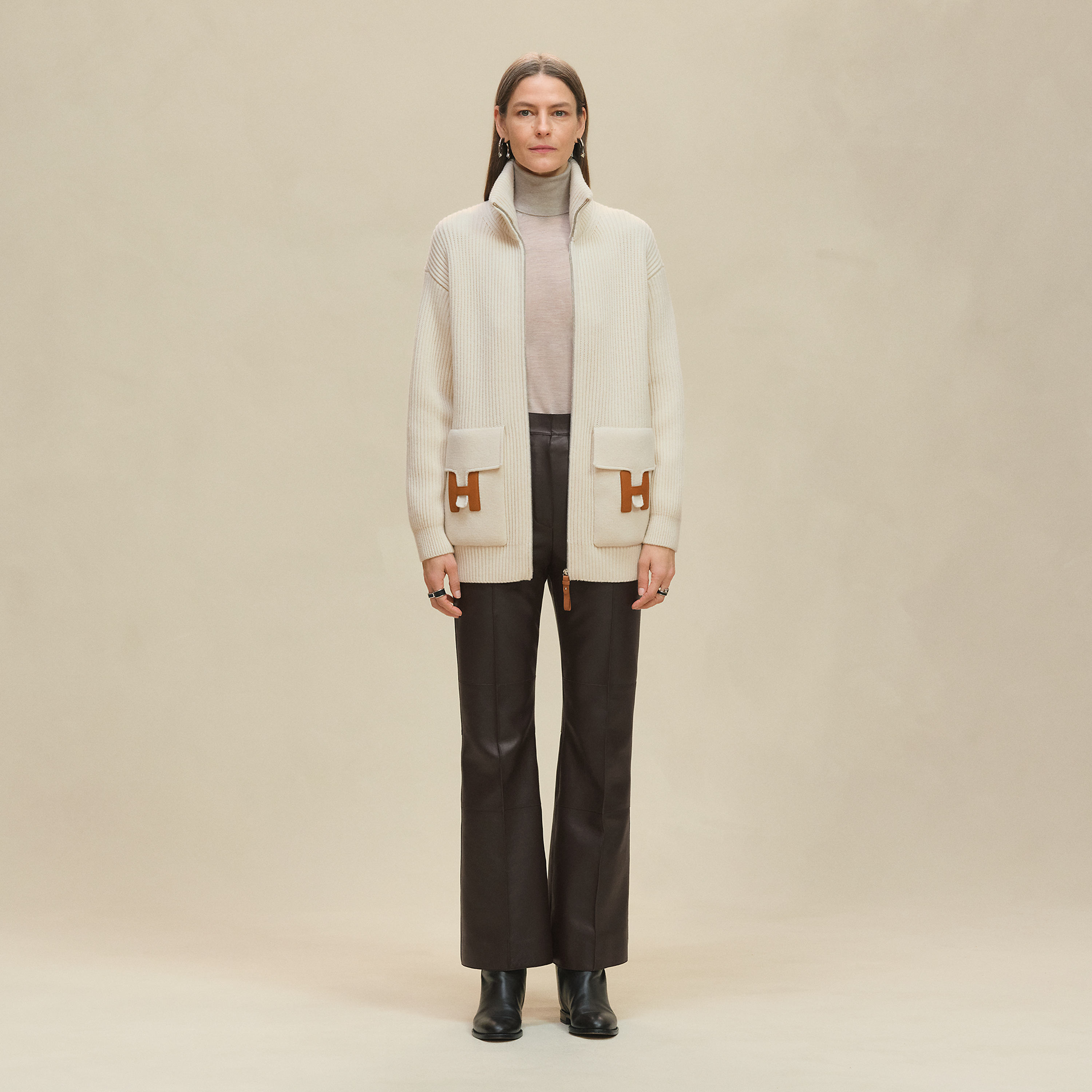 Blouson détails cuir