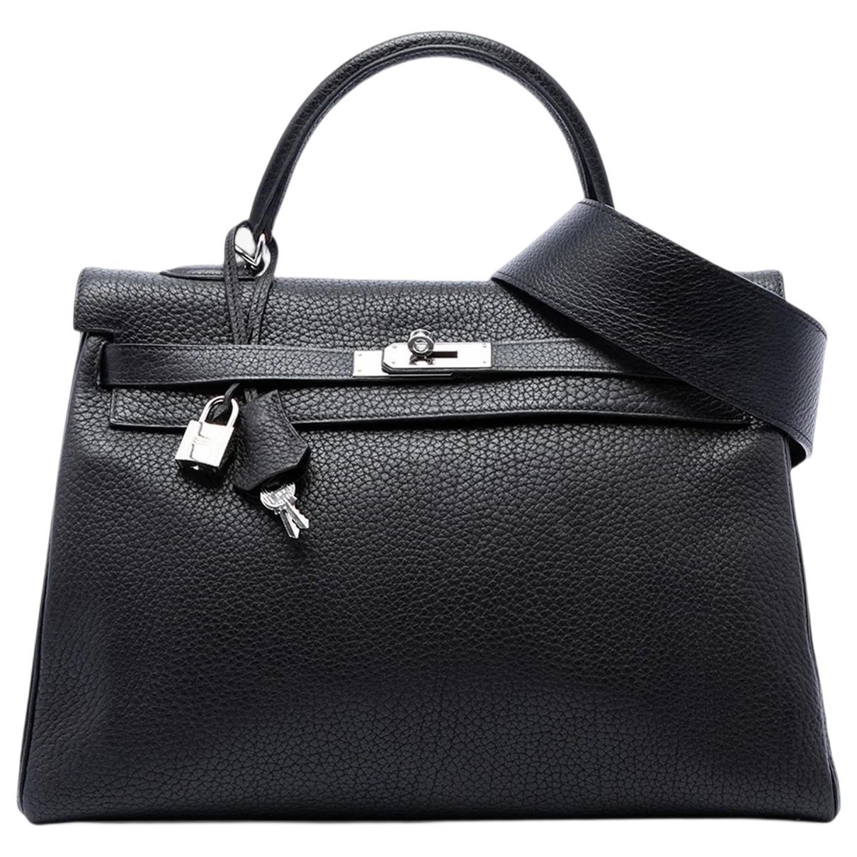 Hermes Kelly 35 Handbag Noir Clemence Leather
