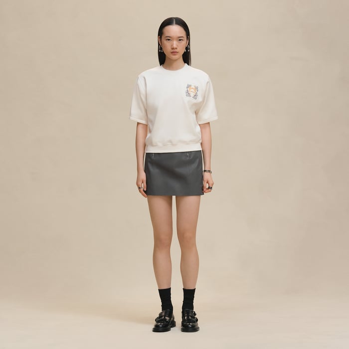 Blanc Cassé "Della Cavalleria" Embroidered Short-sleeve Sweatshirt