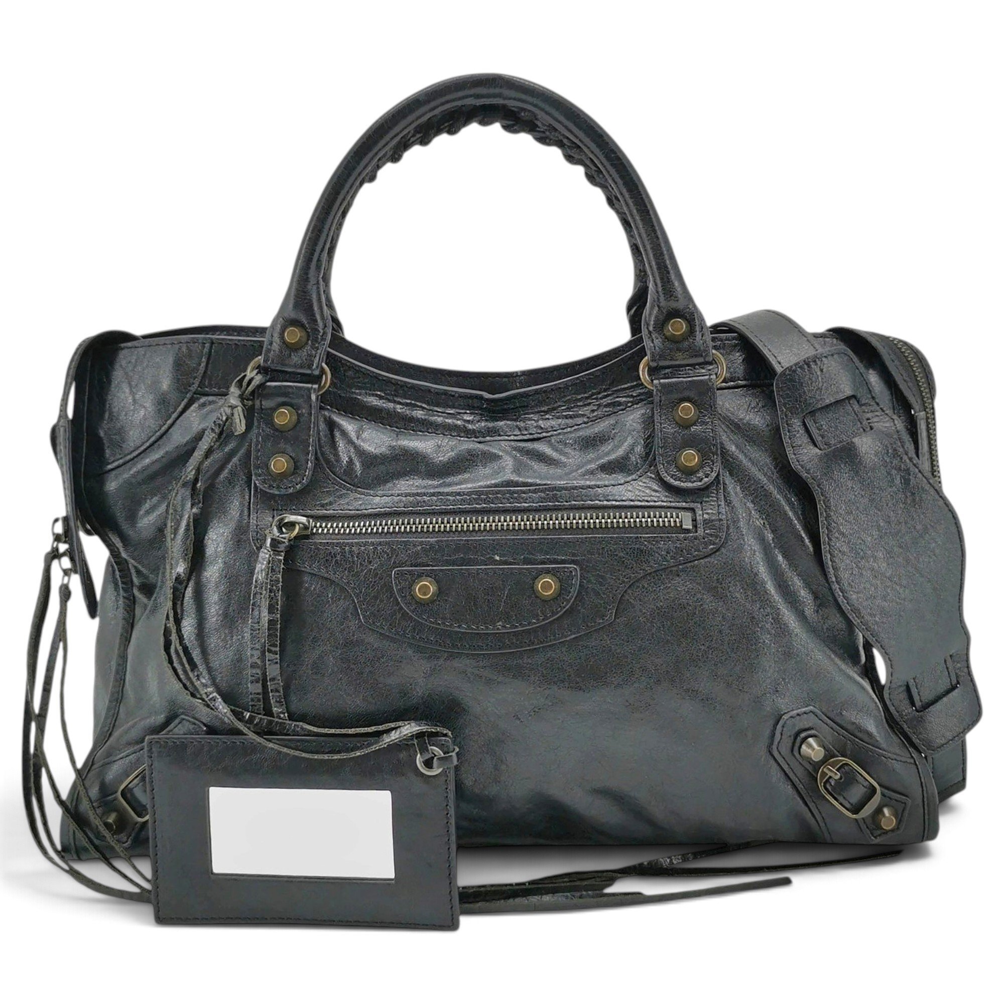 City leather handbag