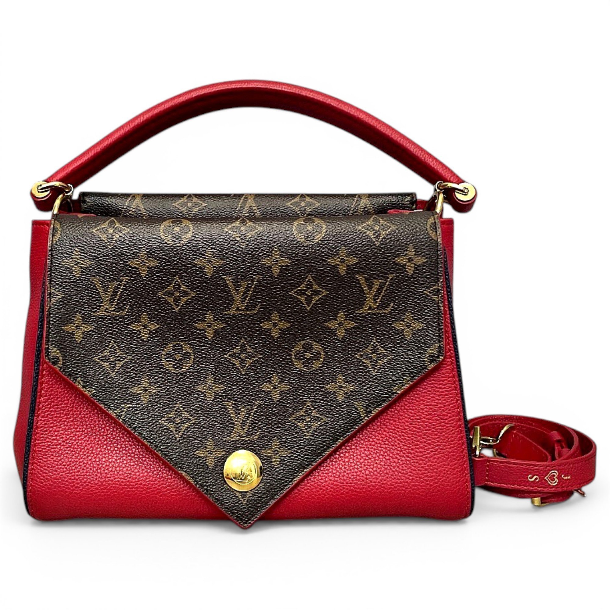 Double V leather handbag