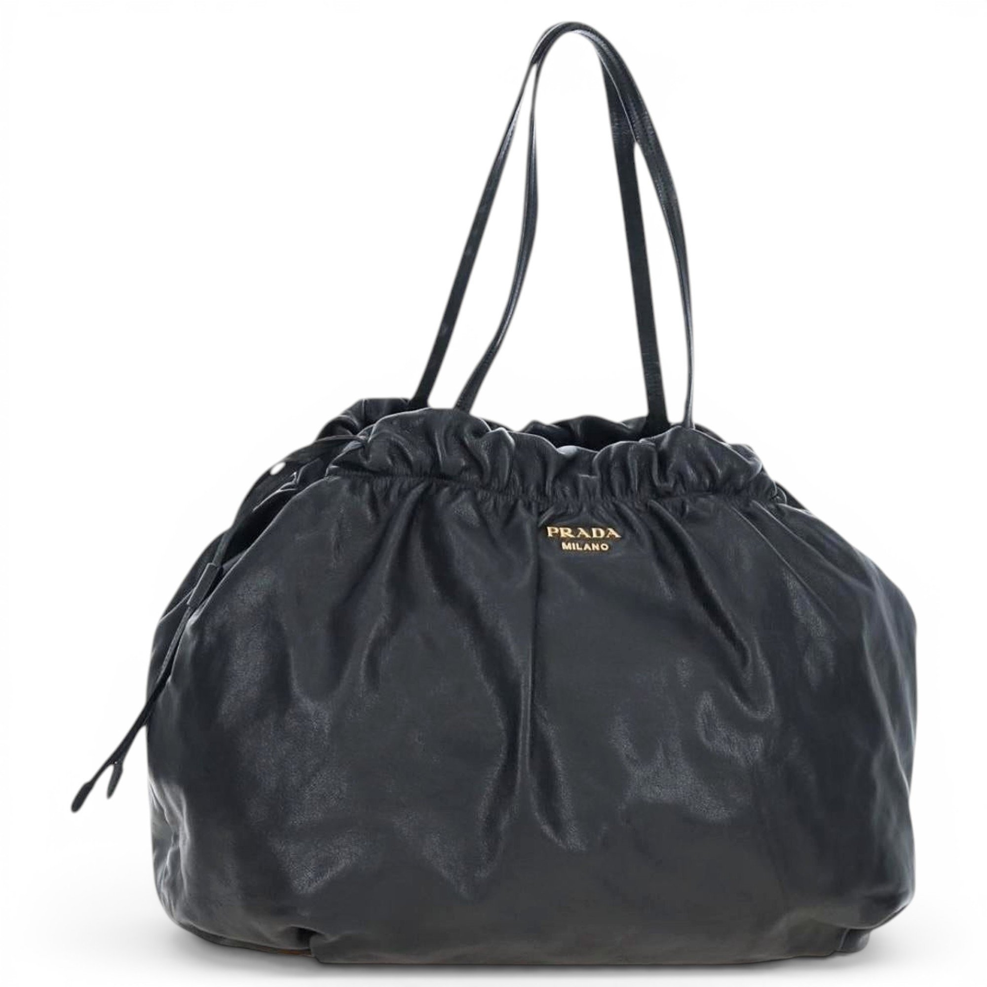 Ribbon leather handbag