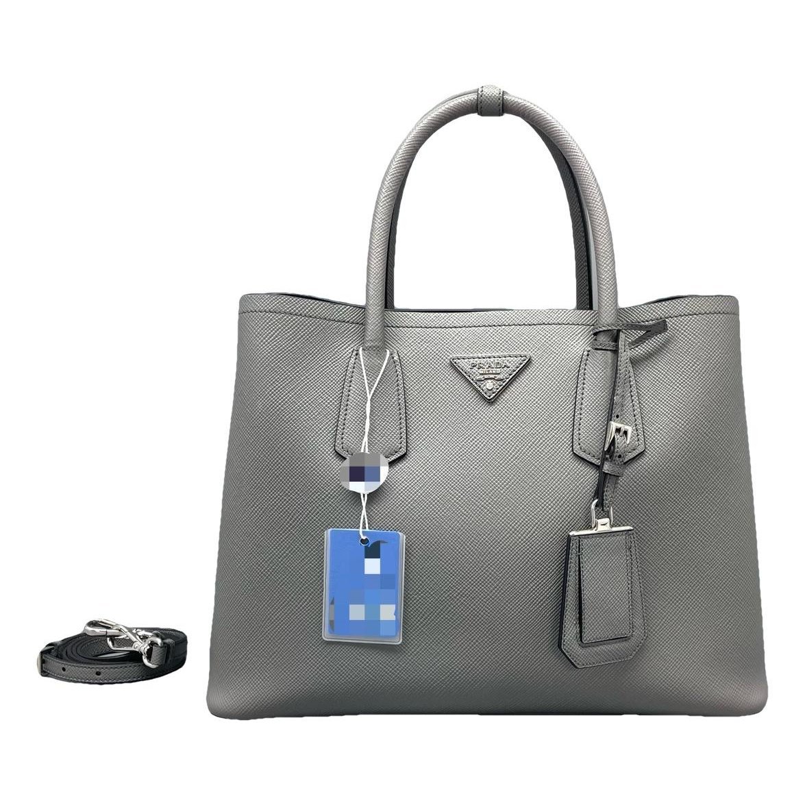 Double leather handbag