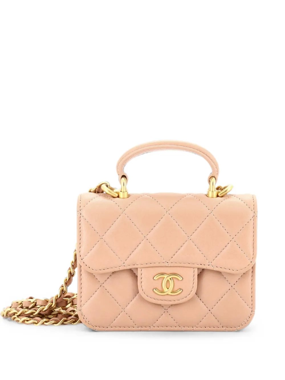 Top Handle Flap Coin Purse with Chain Quilted Lambskin crossbody bag