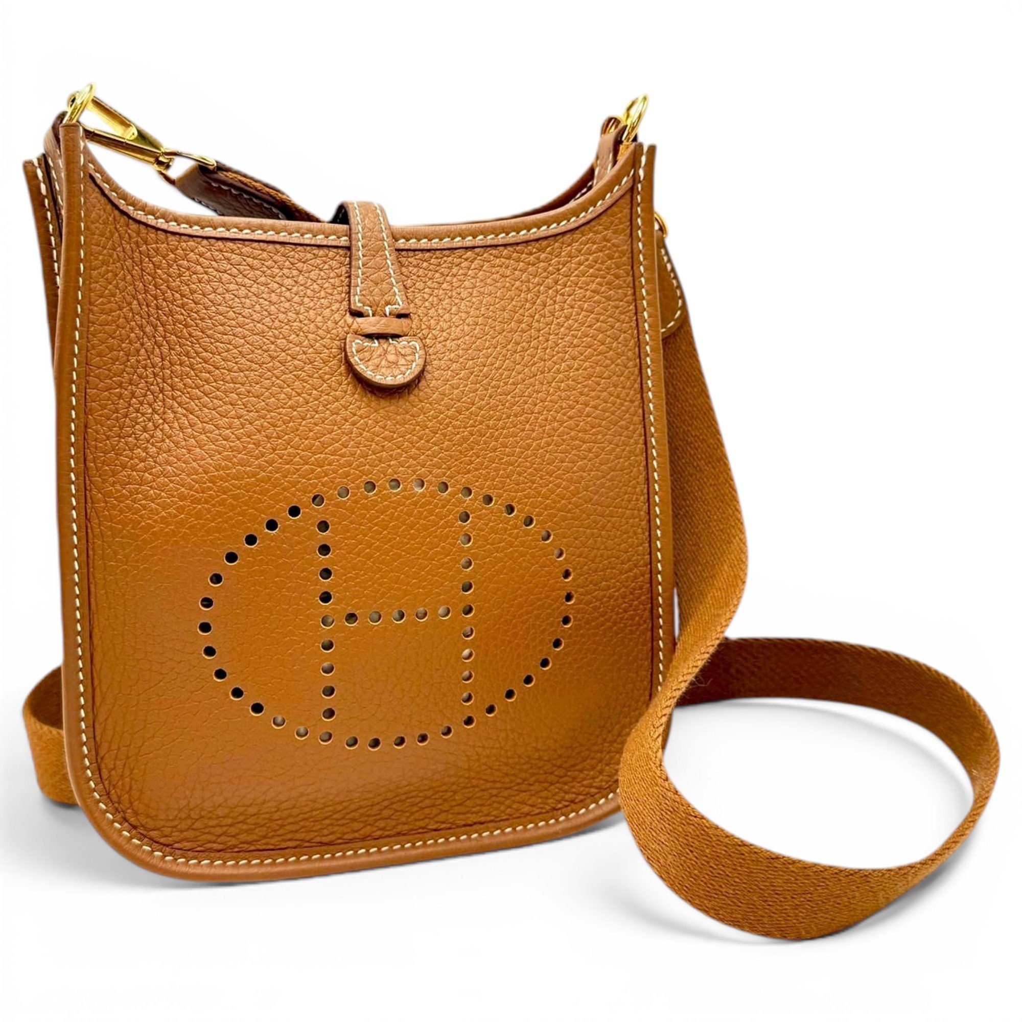 Hermes Evelyne Handbag Gold Clemence Leather 2024