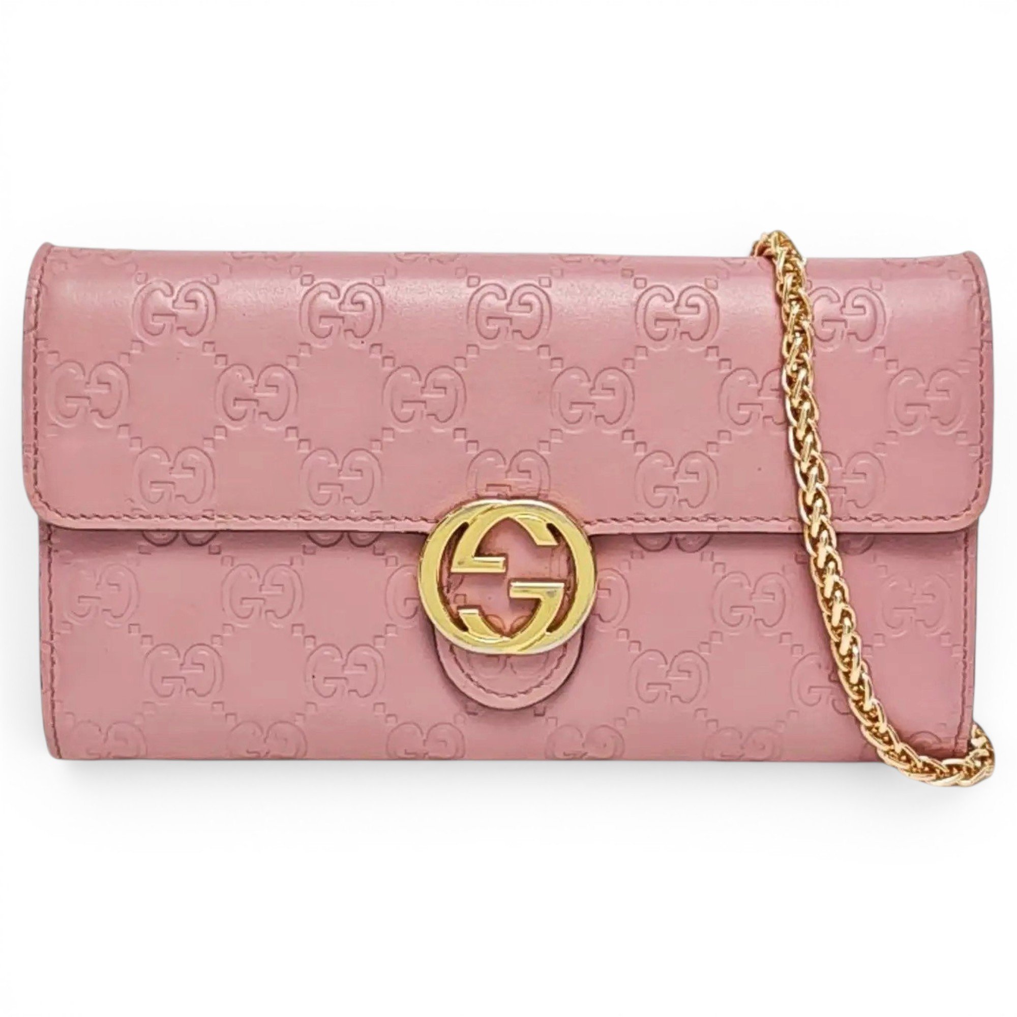 Interlocking leather clutch bag