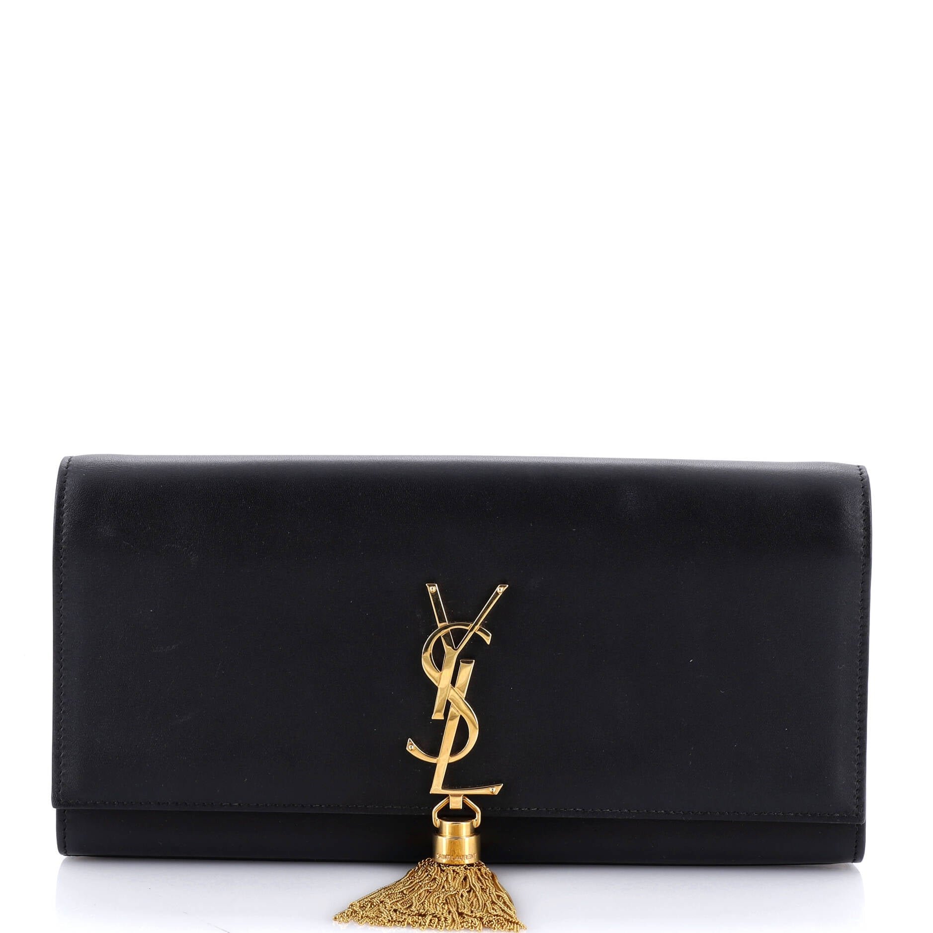 Saint Laurent Classic Monogram Tassel Clutch Leather Long