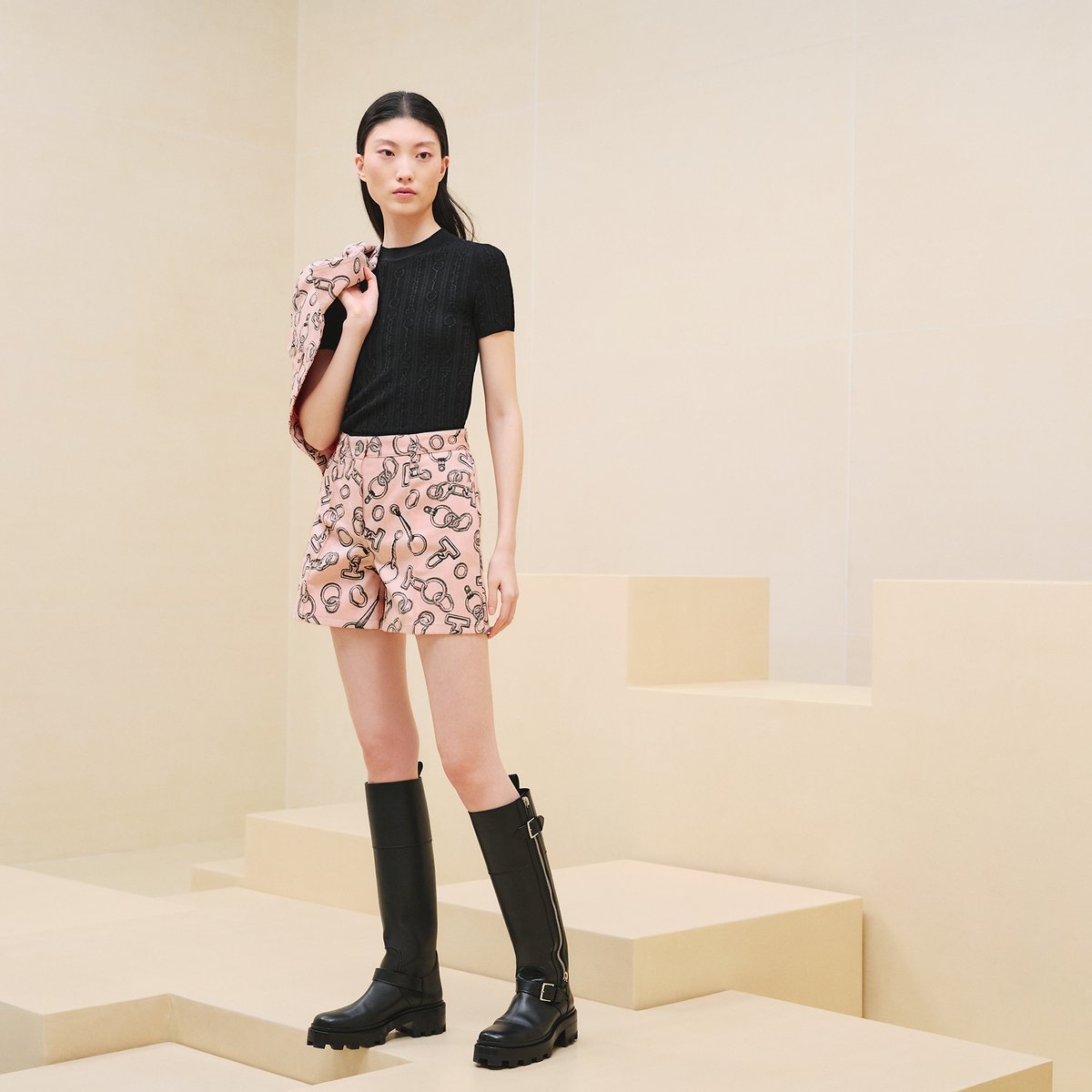 "Effet Kaleidoscope Finesse" denim shorts