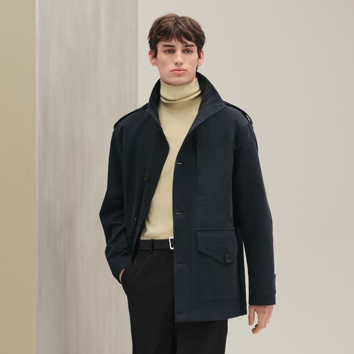 Marine Buttoned Short Parka