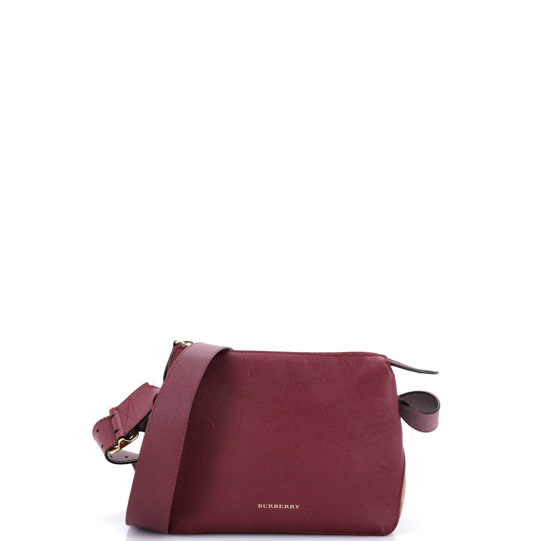 Helmsley Crossbody Bag Leather with House Check Canvas Small