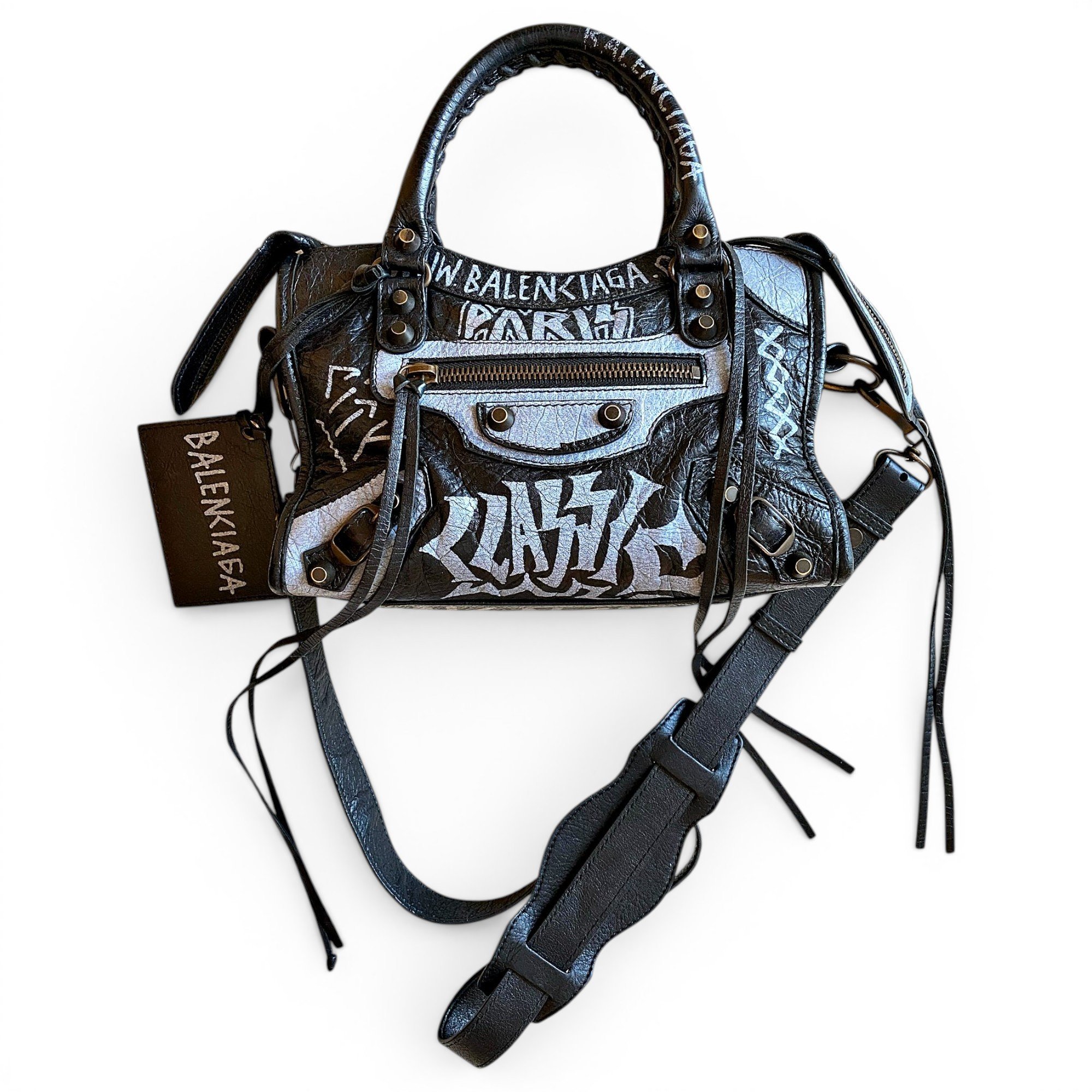 City leather handbag