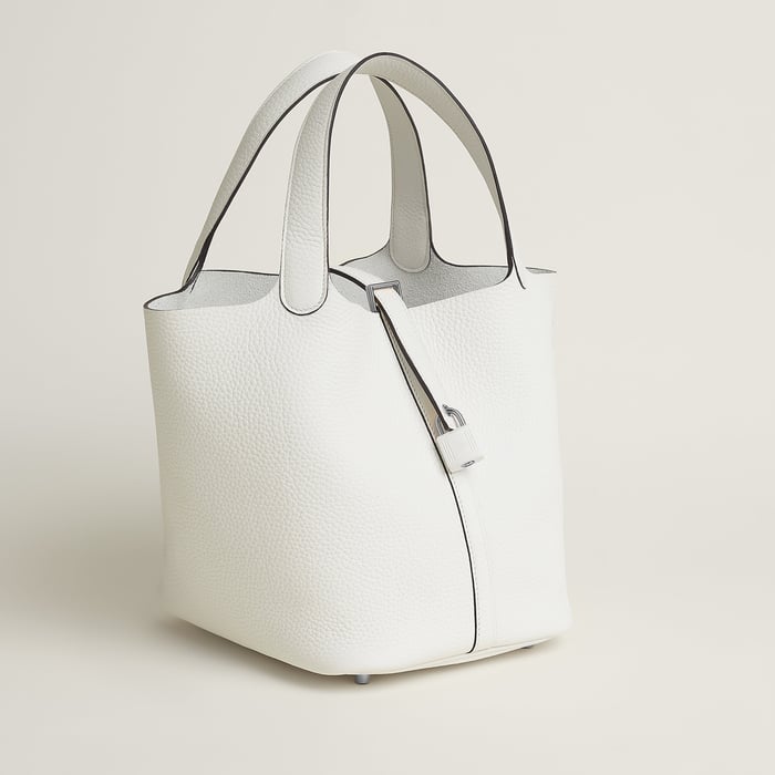 New White Picotin Lock 22 Bag