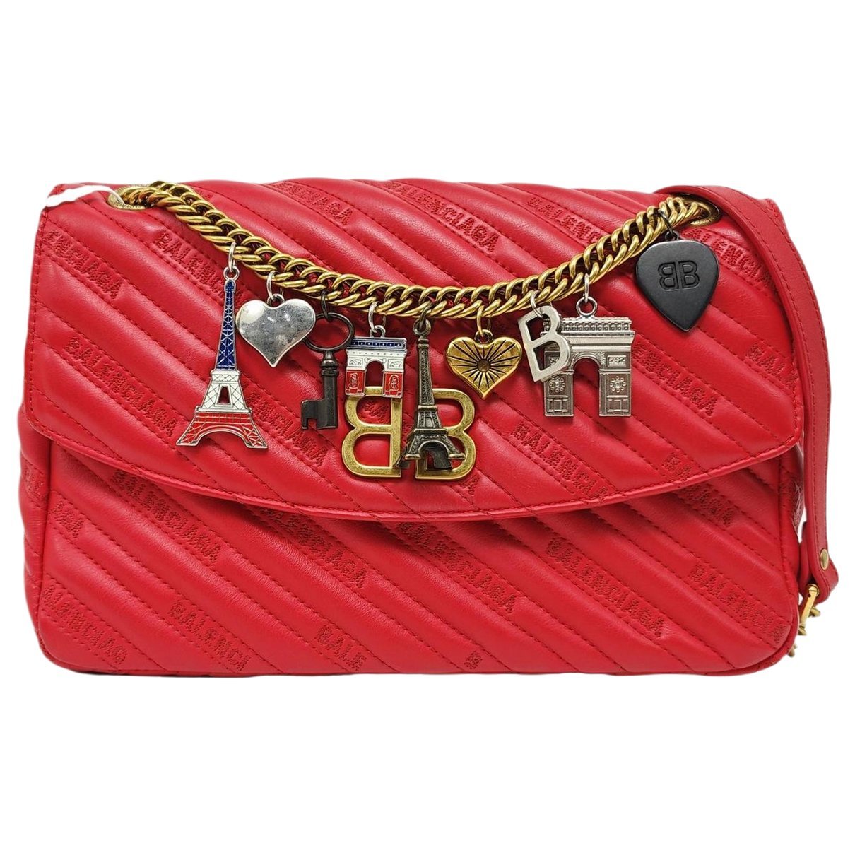 BB chain leather crossbody bag