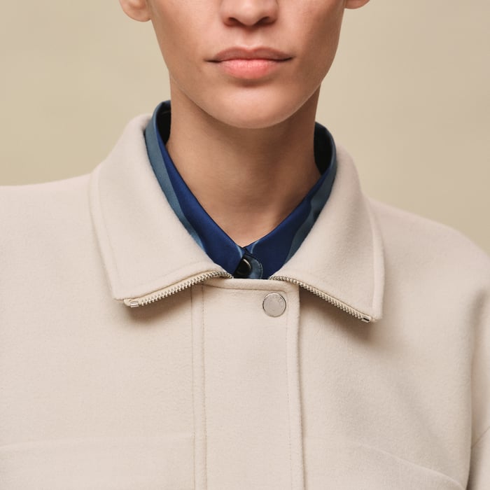 Blanc Sable Short Parka Coat