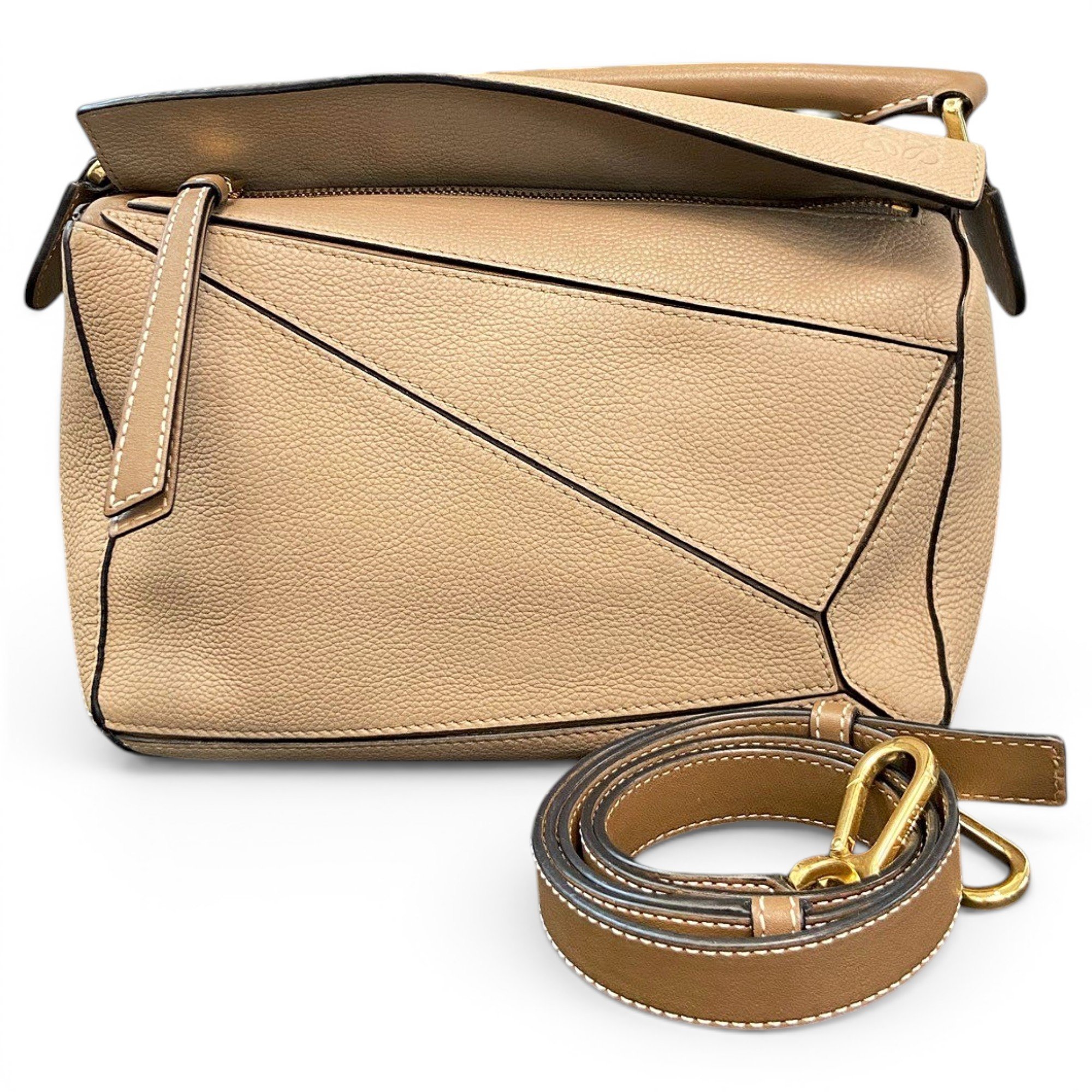Puzzle leather handbag