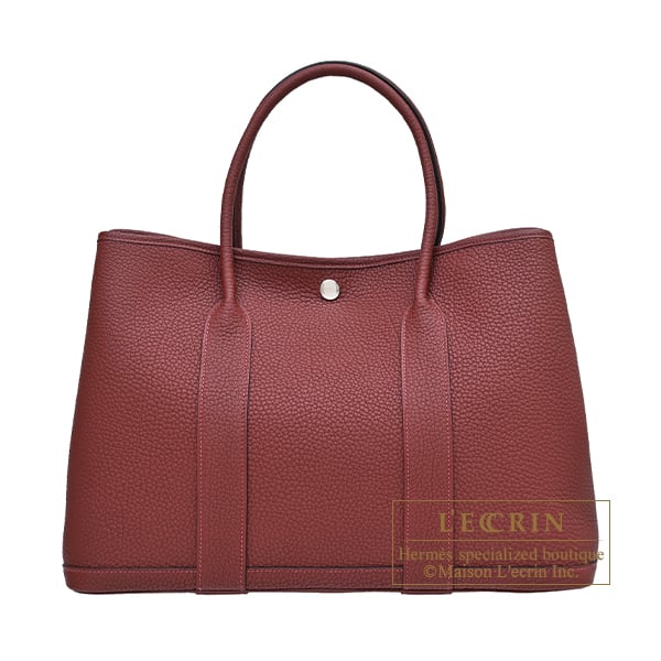 Hermes Garden Party bag 36/PM Rouge H Negonda leather Silver hardware