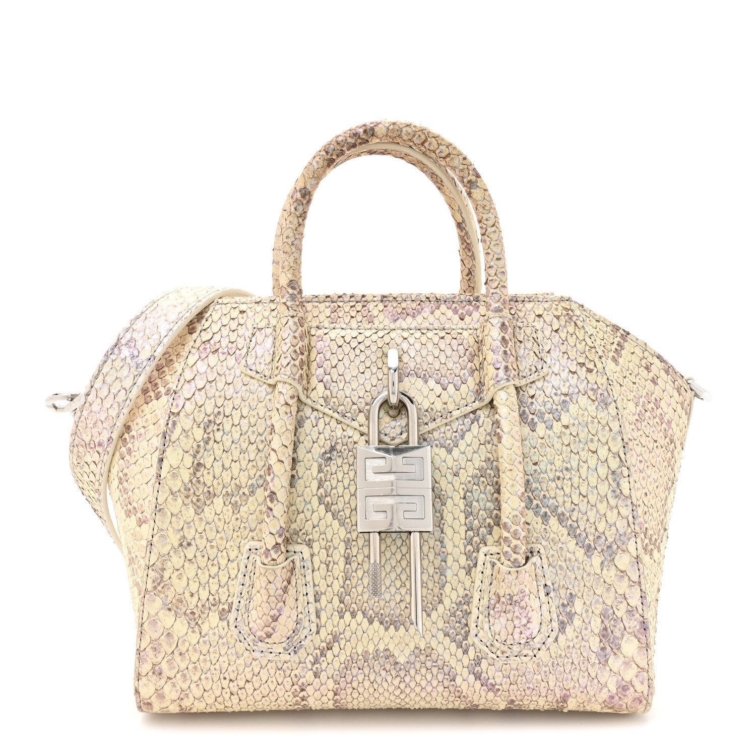 Givenchy Givenchy Snakeskin Mini Lock Antigona Shoulder Bag Dusty Gold