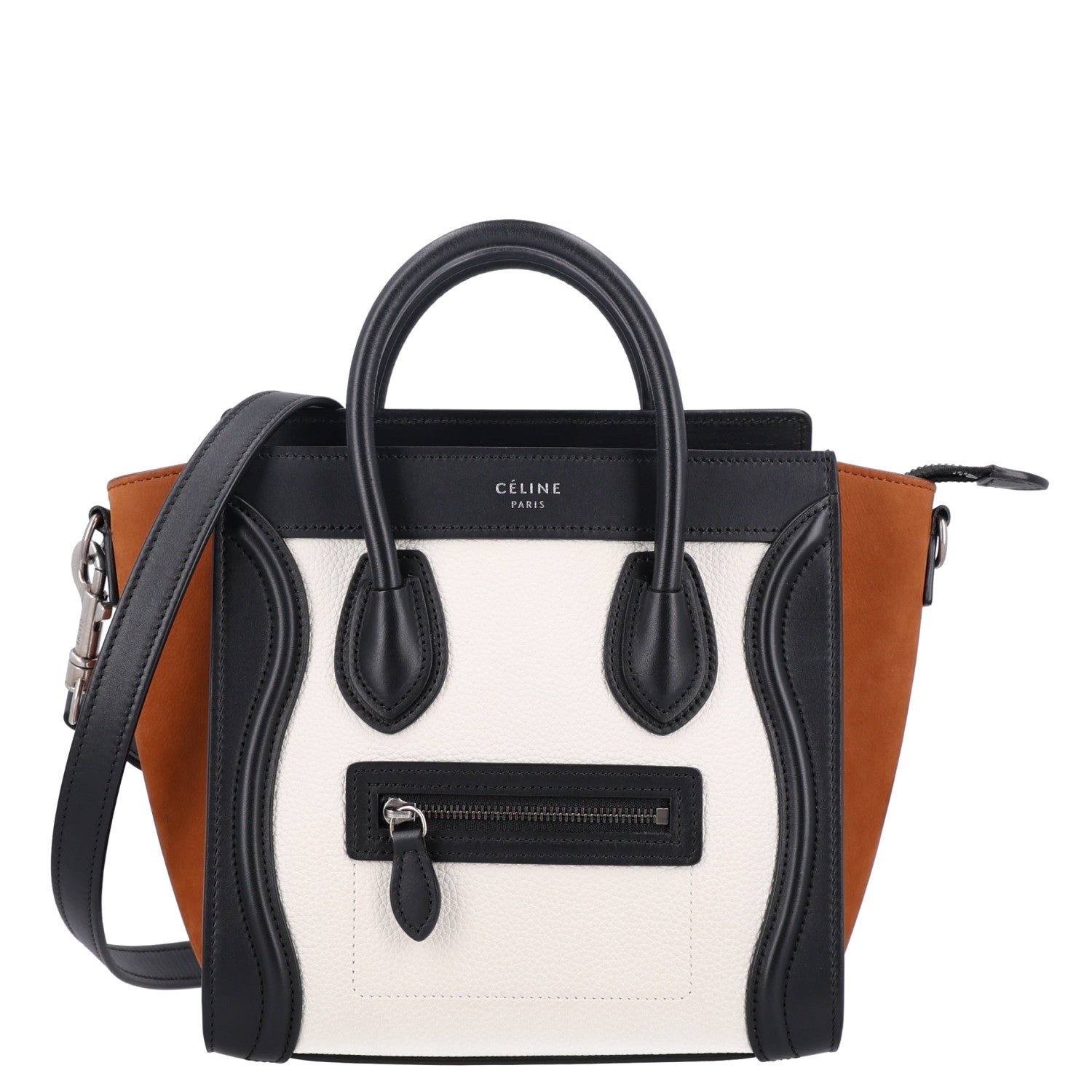 Celine Baby Grained Calfskin Nubuck Nano Tri-Color Luggage Seashell