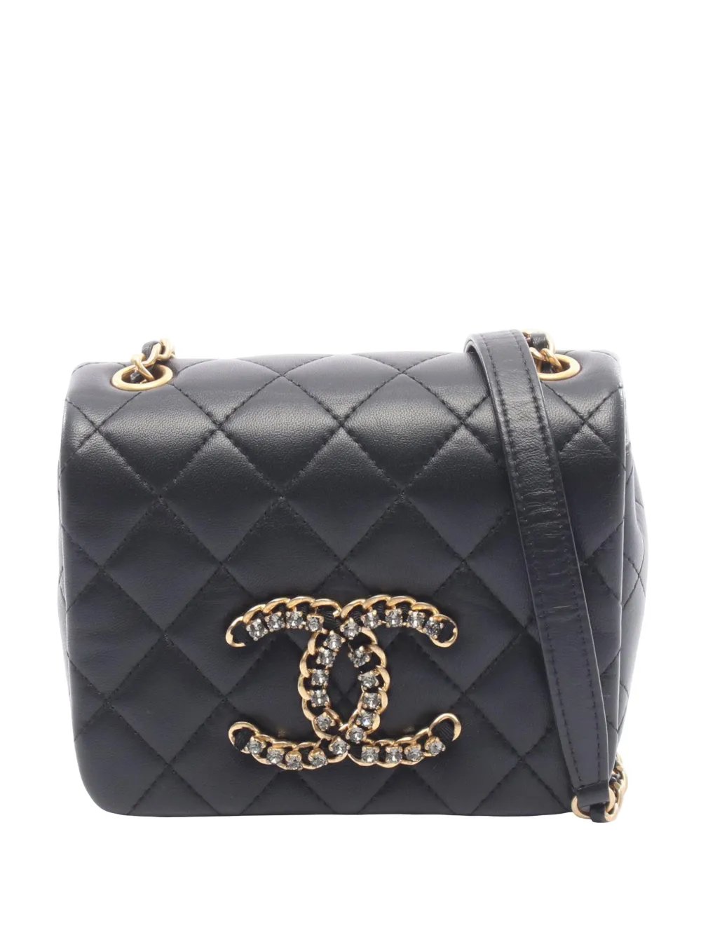2021-2026 Mini Quilted Lambskin CC Crystal Full Flap crossbody bag