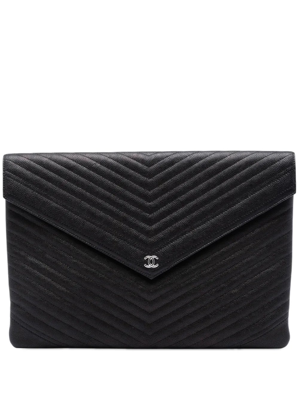2017-2018 Large Chevron Caviar Statement Envelope clutch bag