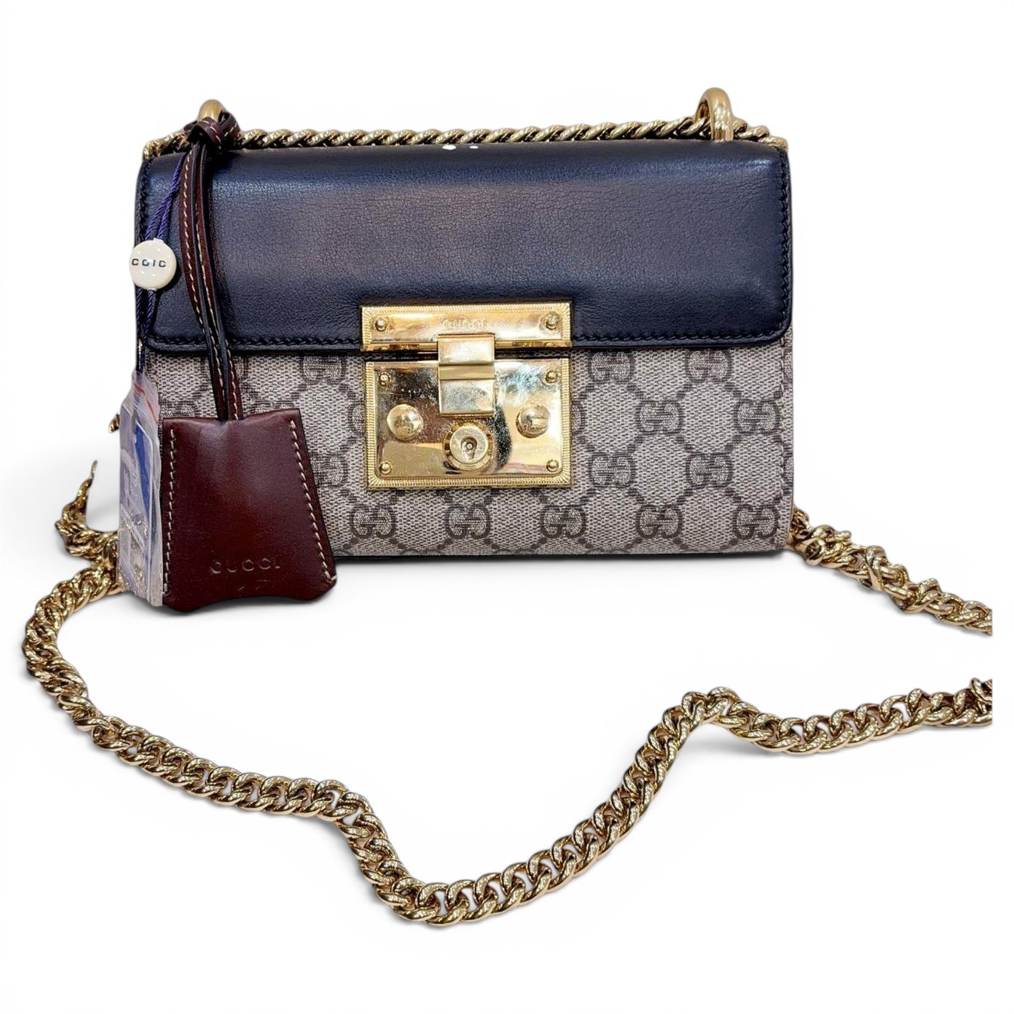Padlock leather handbag