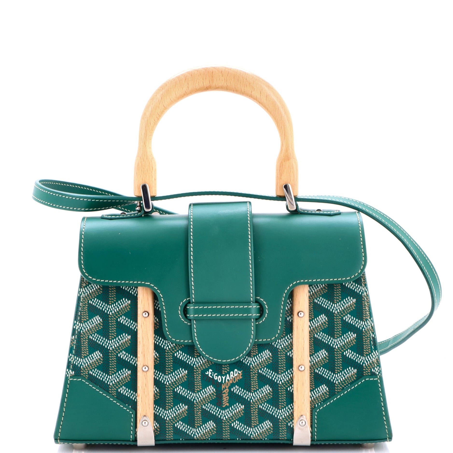 Structured Saigon Top Handle Bag Coated Canvas with Leather Mini
