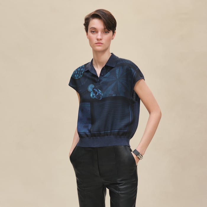 Bleu Encre "Coloriages De Jour" Sleeveless Twillaine Sweater