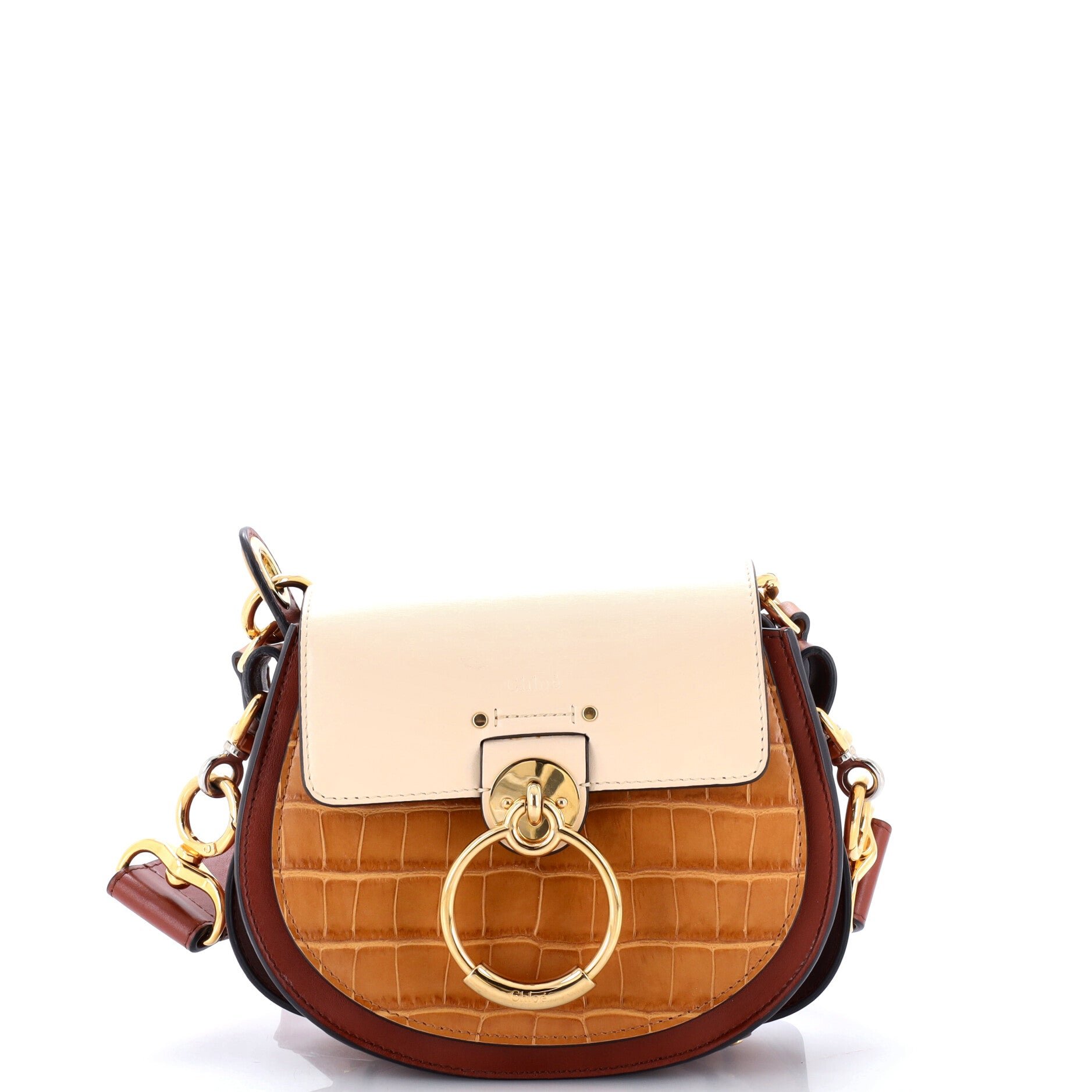 Chloe Tess Bag Leather with Crocodile Embossed Detail Small