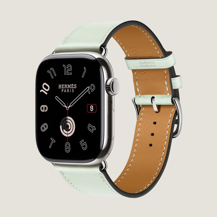 Vert Peppermint Band Apple Watch Hermès Single Tour 46 MM