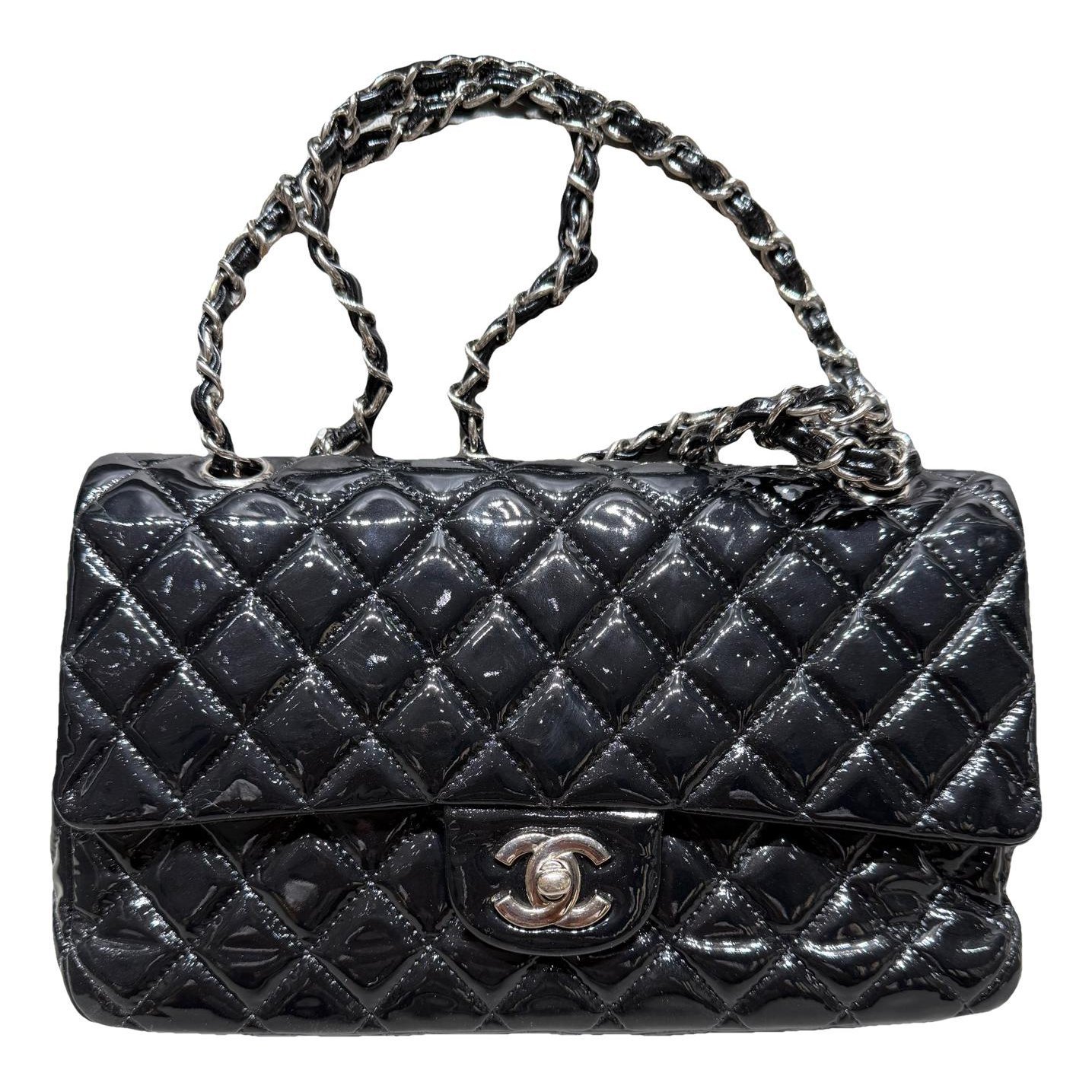 Trendy CC Flap patent leather handbag