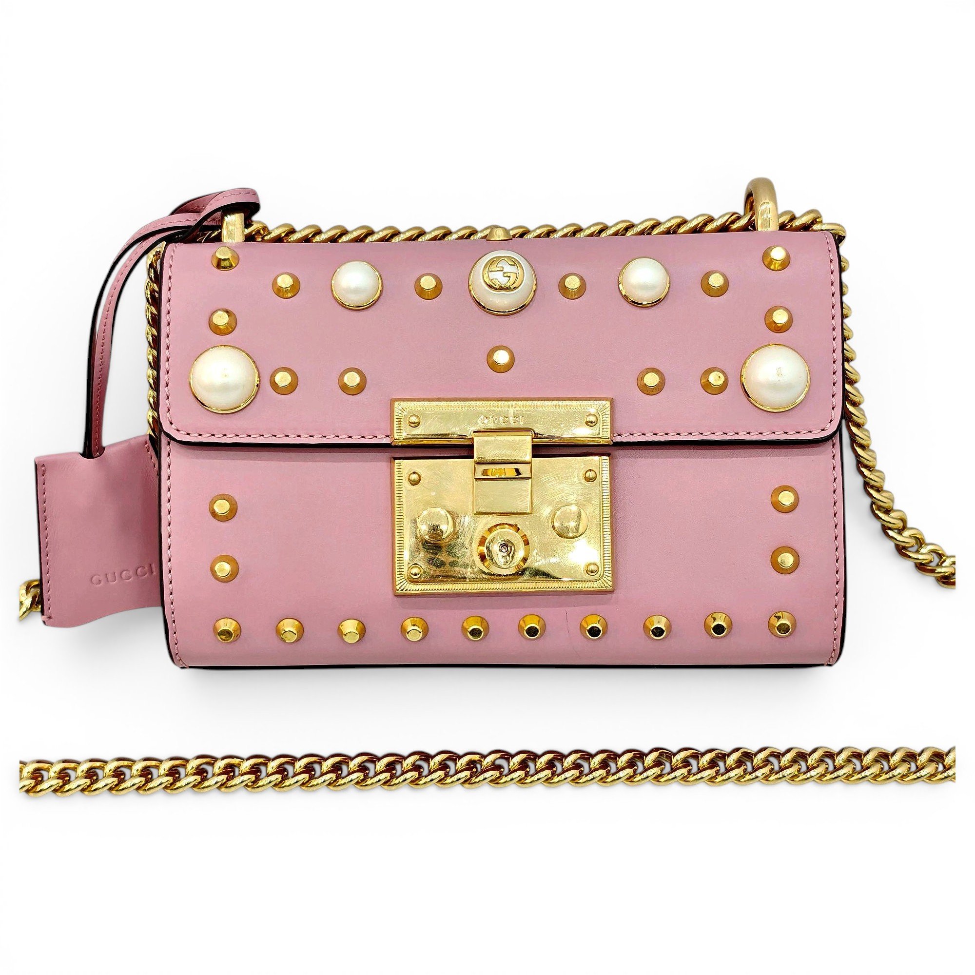 Padlock leather crossbody bag