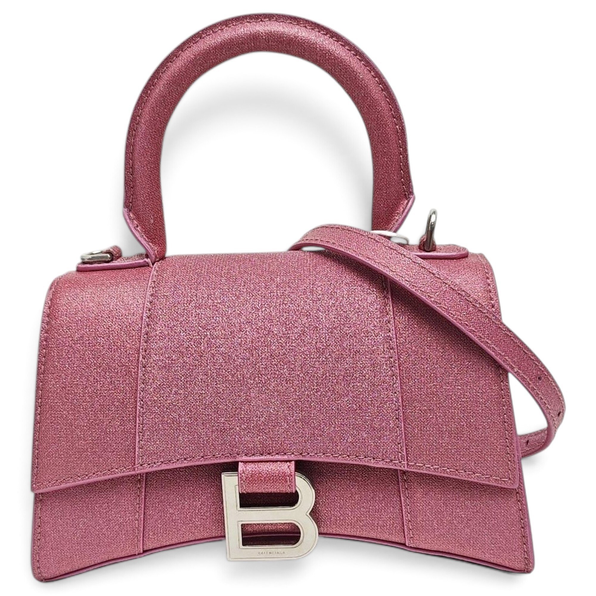 Hourglass leather handbag