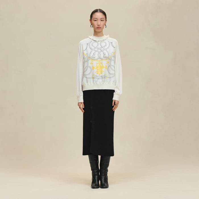 Blanc Nacre "Palefroi Remix" Long-sleeve Twillaine Sweater