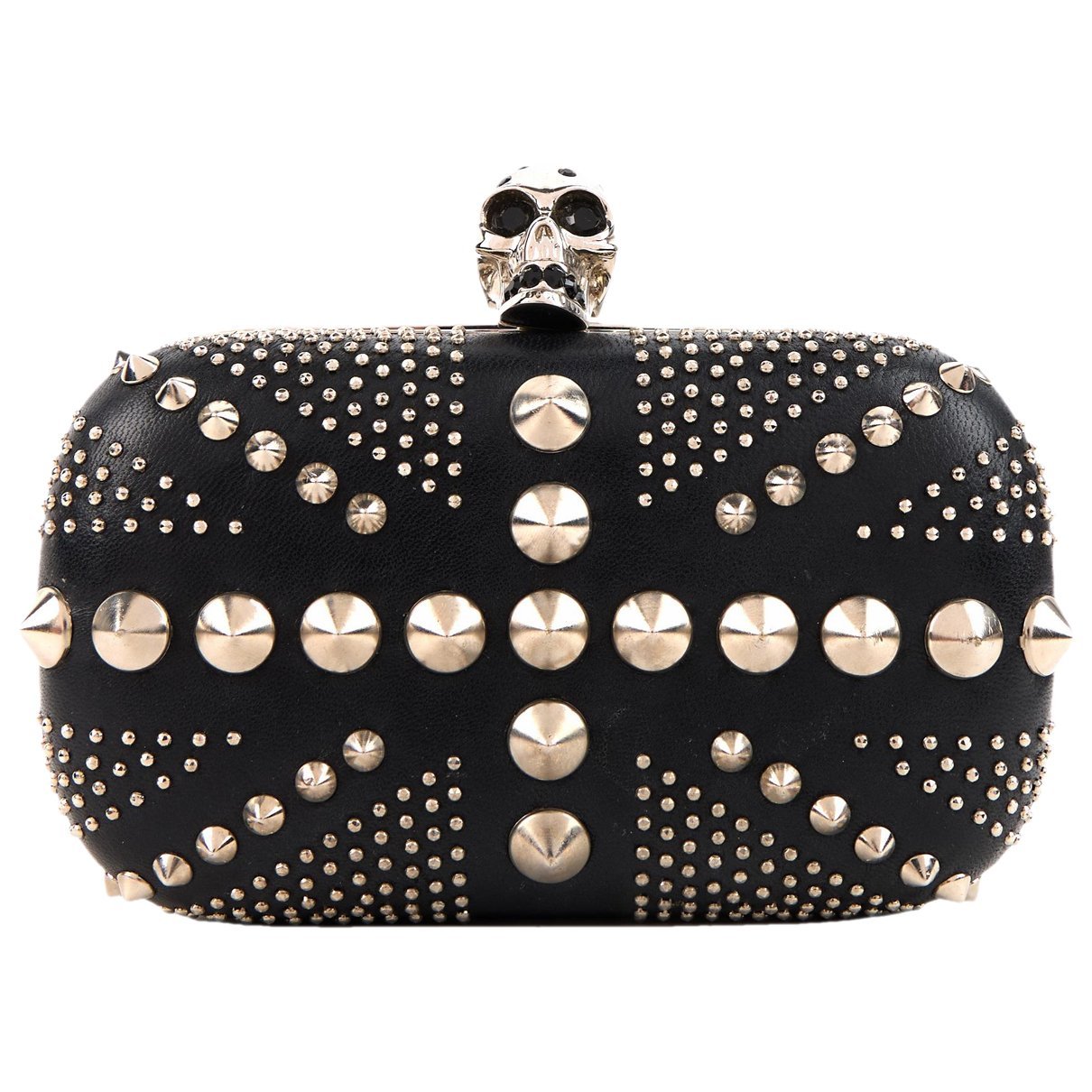 Skull leather clutch bag