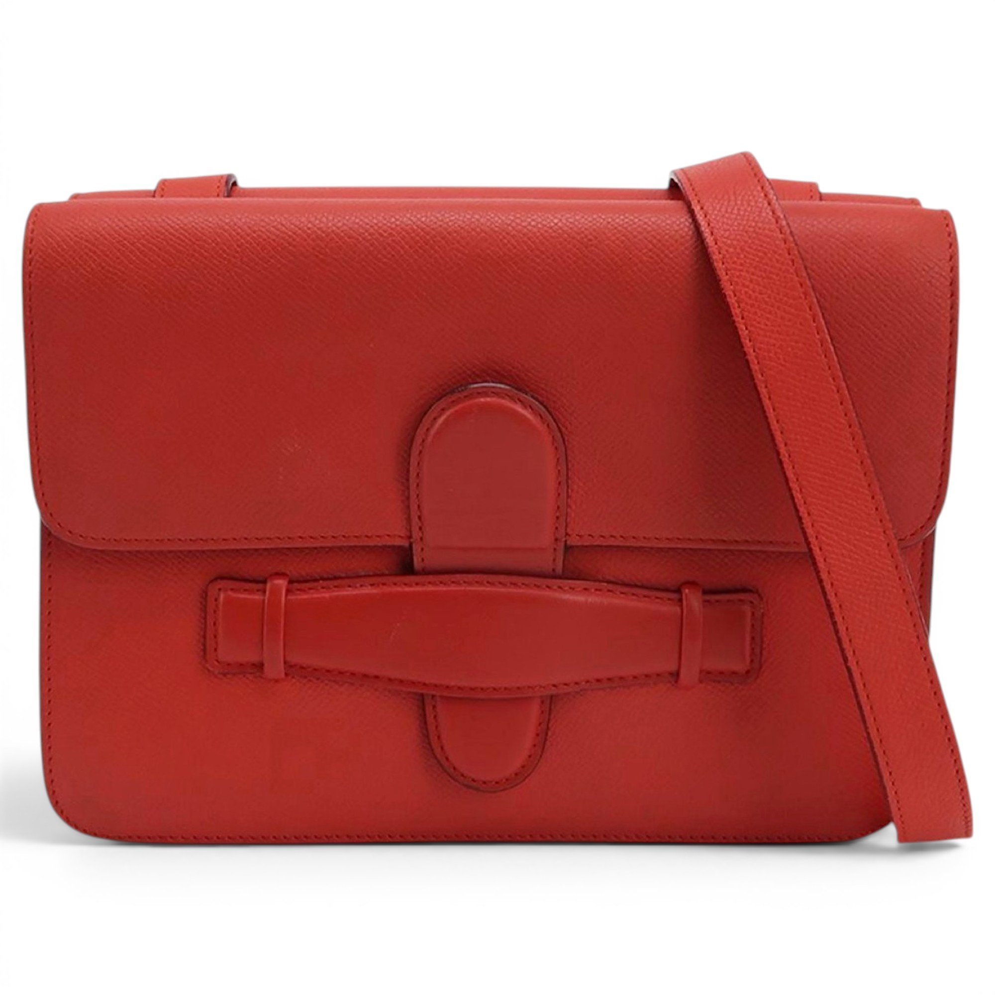 Symmetrical leather handbag