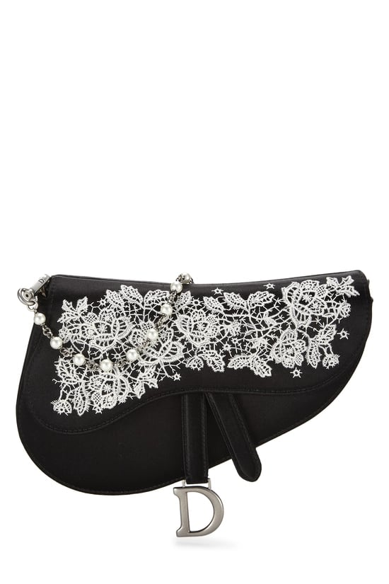 Black Satin Saddle Crossbody