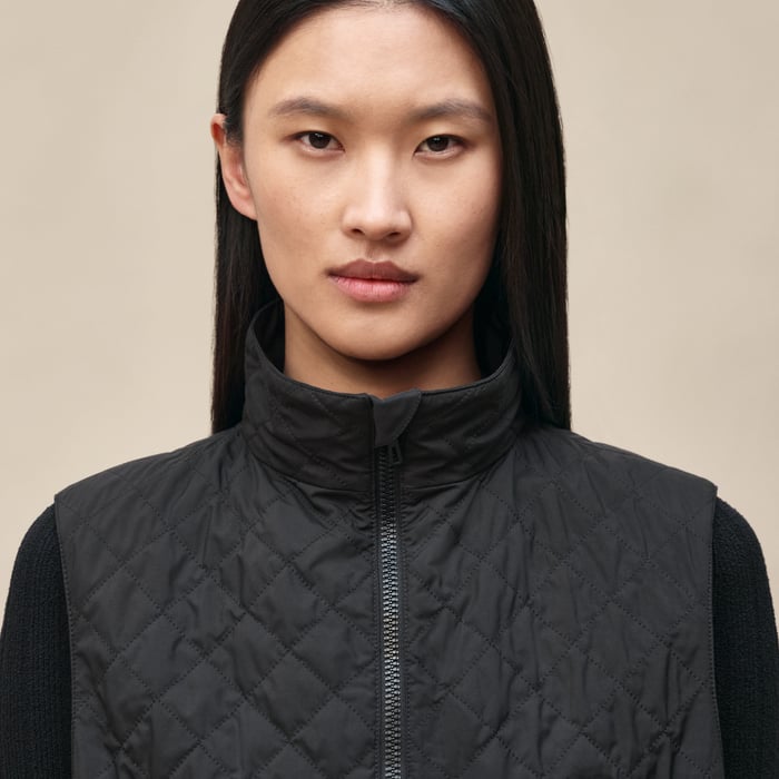 Noir Quilted Sleeveless Jacket