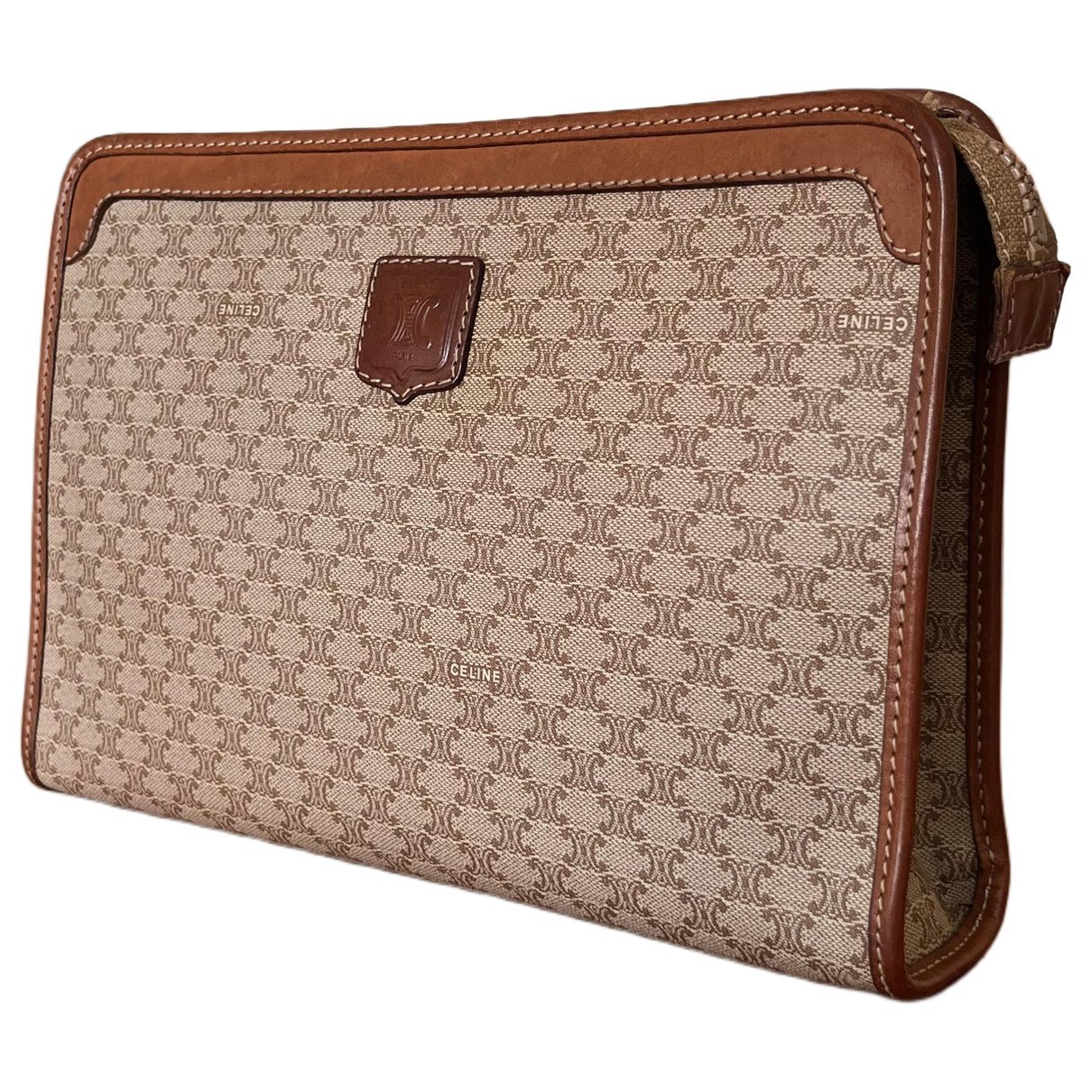 Triomphe Vintage leather clutch bag