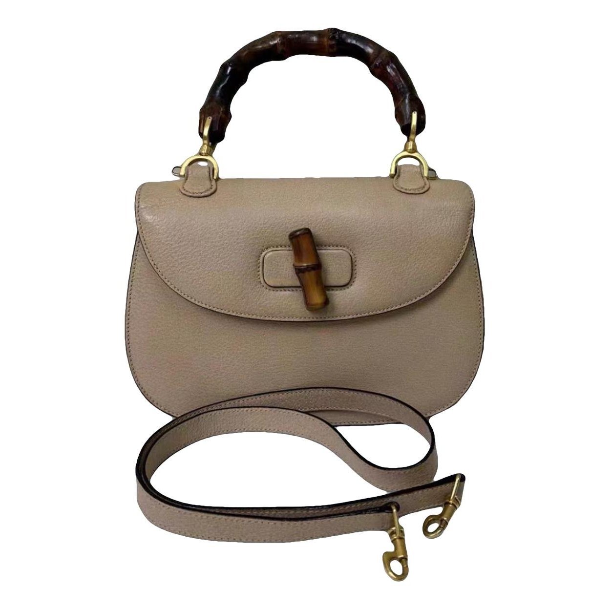 Convertible Bamboo Top Handle leather handbag