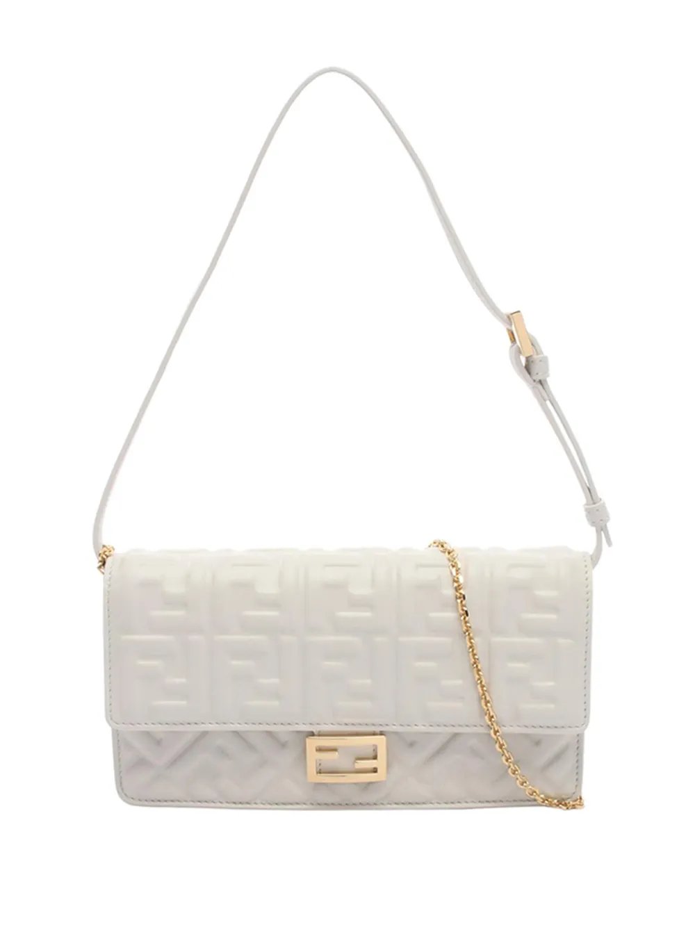 2010-2026 Zucca Embossed Leather Baguette Wallet on Chain satchel