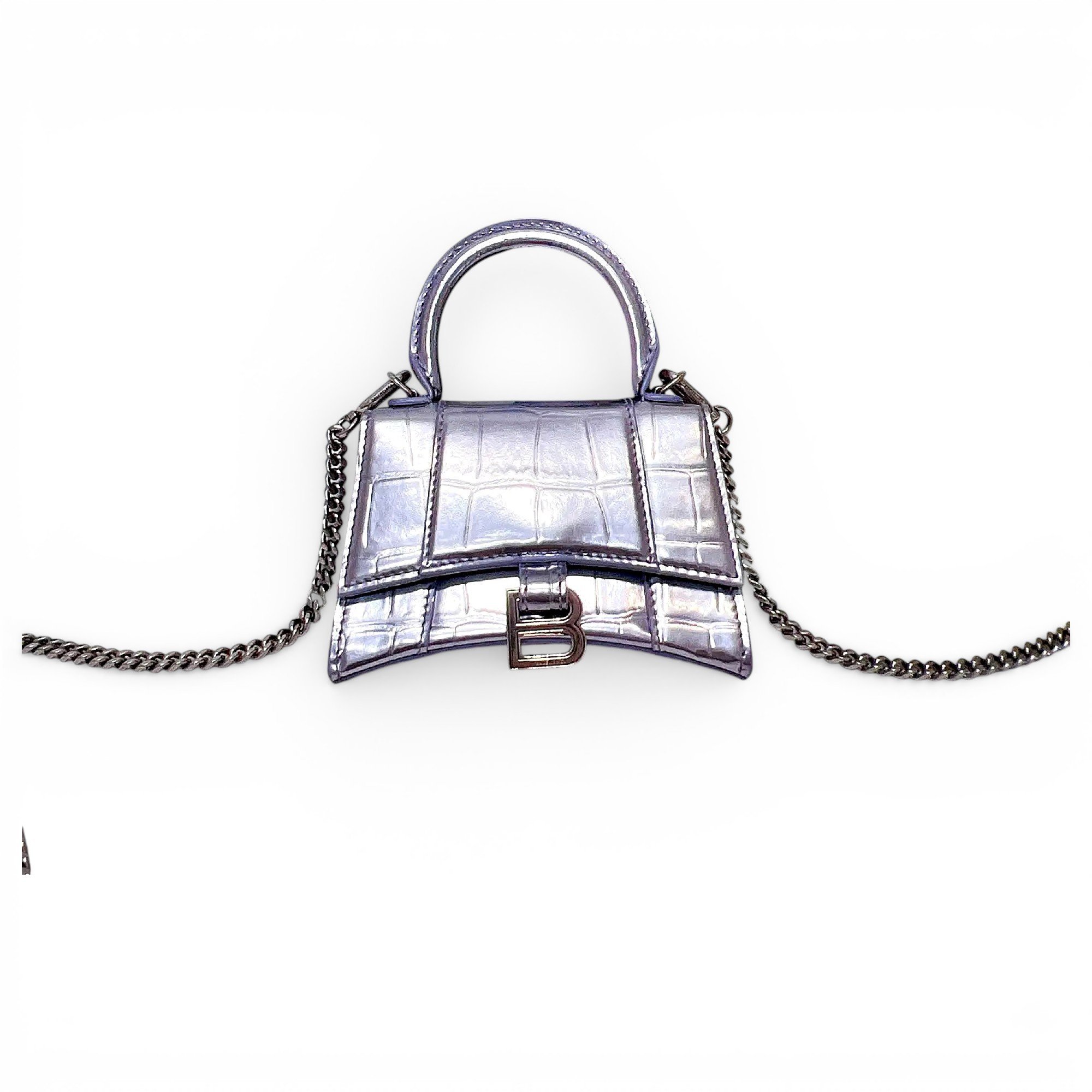 Hourglass leather handbag