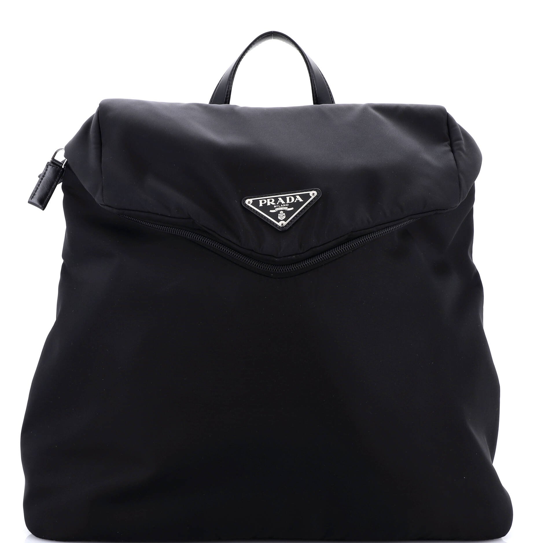 Prada Zipped Triangle Flap Backpack Re-Nylon and Leather